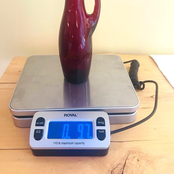 Vtg Anchor Hocking Red Depression Glass Pitcher Cruet Vase Royal Ruby Red - Picture 10 of 10